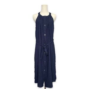 New York Company Linen Rayon Peasant Dress Women Sz XXL Navy Blue Cottage NWT